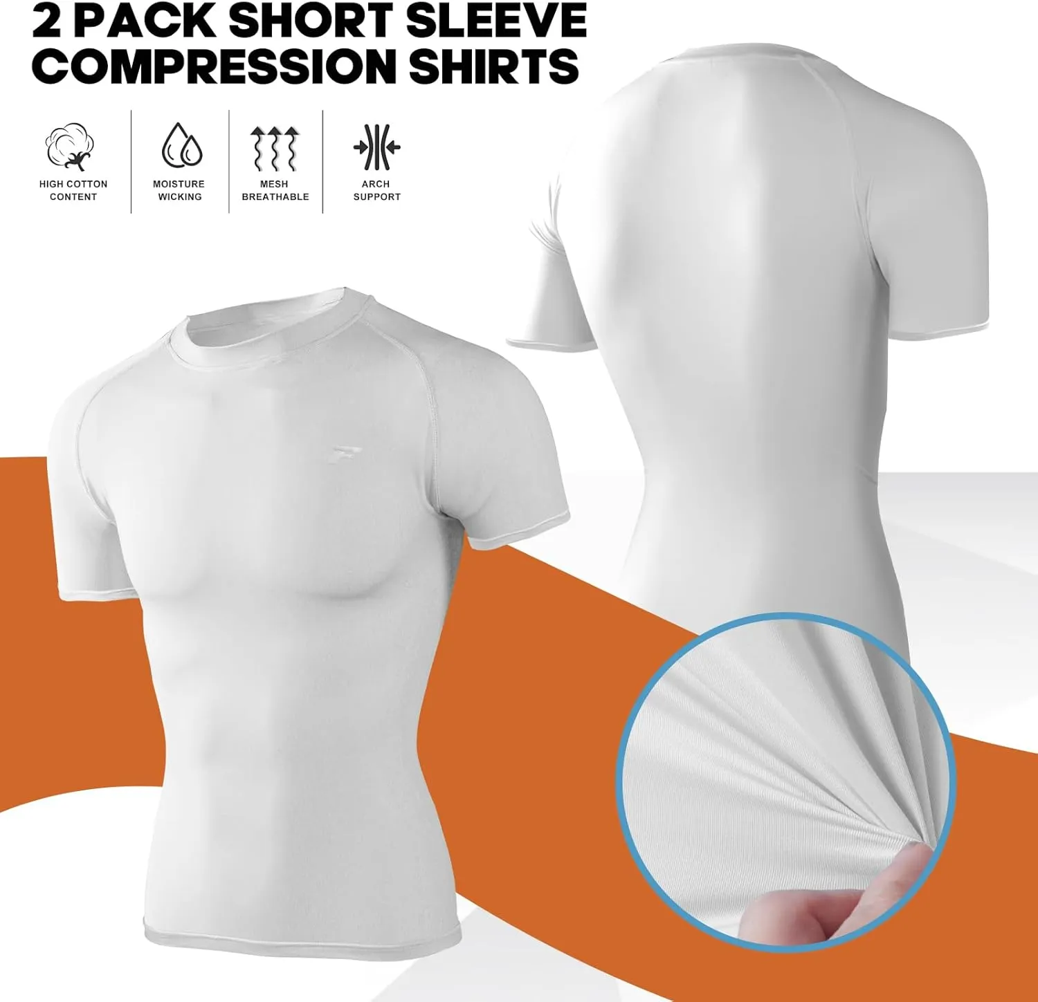 Mens 2-Pack Short-Sleeve Cooling Shirts with UPF 50  UV Sun Protection, Quick Dry for Fitness & Running