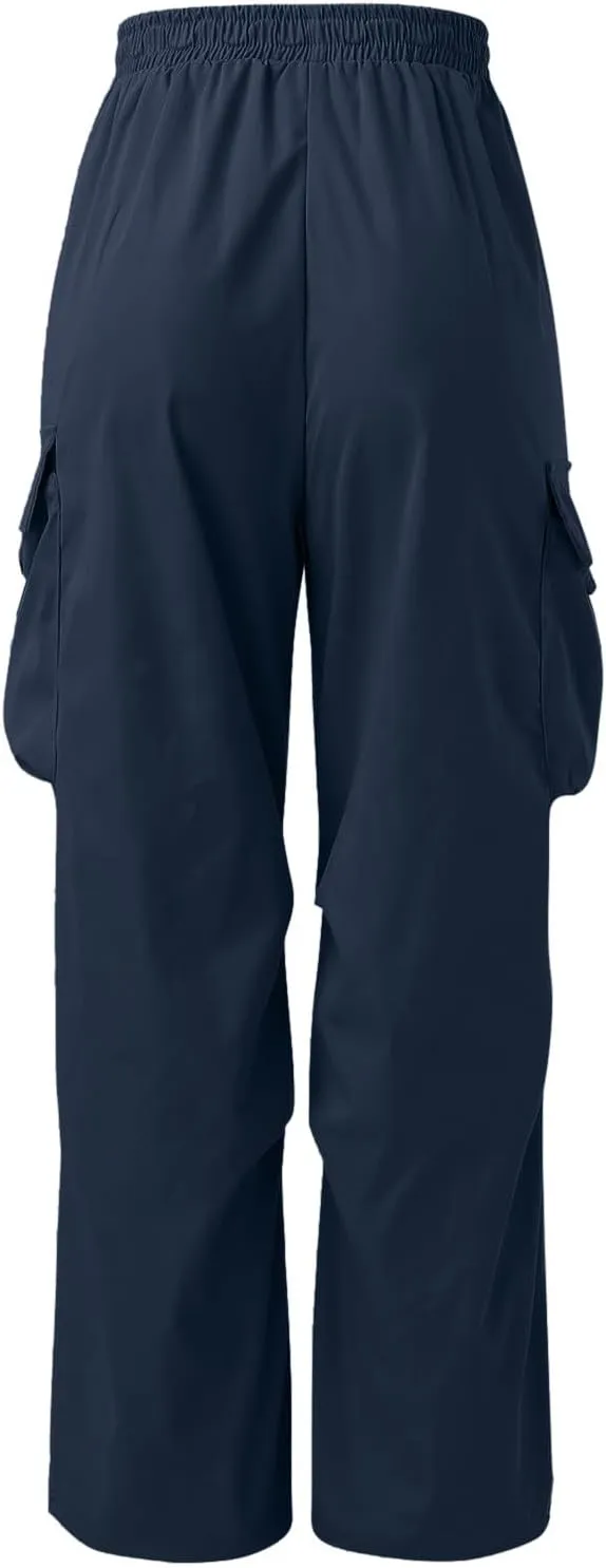 Mens Cargo Pants Casual Loose Fit Wide Leg Elasticated Waist Pant Sweatpants with Pockets