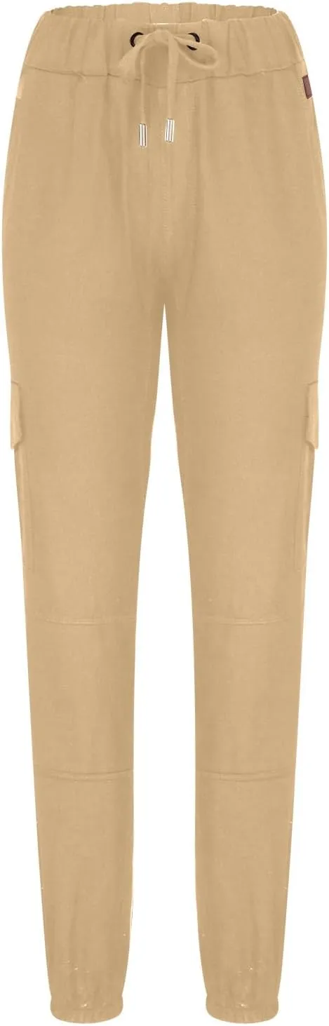 Mens Cargo Pants Slim Fit Drawstring Stretch Joggers Tapered Causal Fashion Solid Athletic Sweatpants Fall Trousers