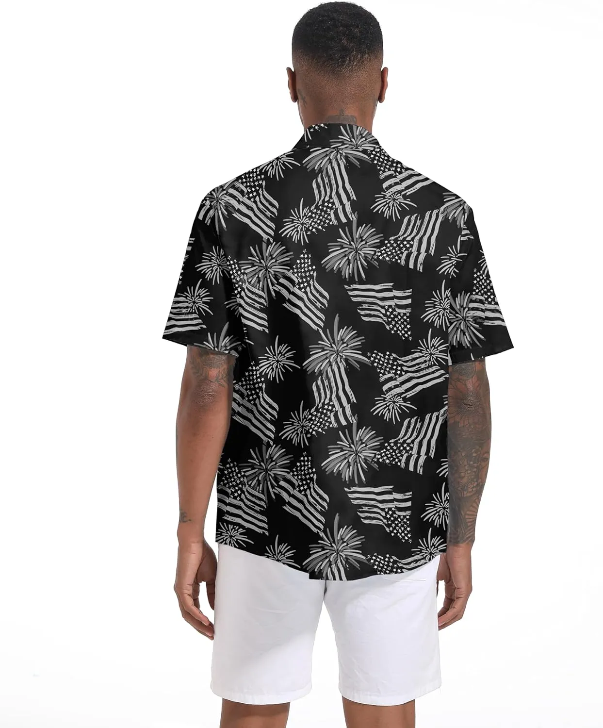 Men's Casual Button Down Shirts Regular Fit Print Short Sleeve Hawaiian Shirt for Men