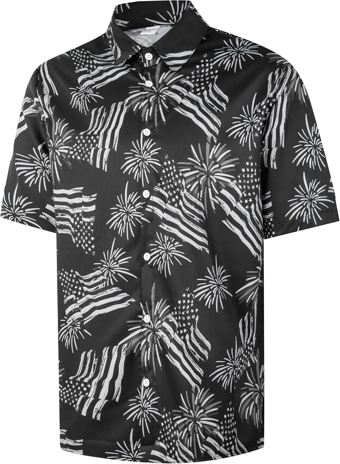 Men's Casual Button Down Shirts Regular Fit Print Short Sleeve Hawaiian Shirt for Men