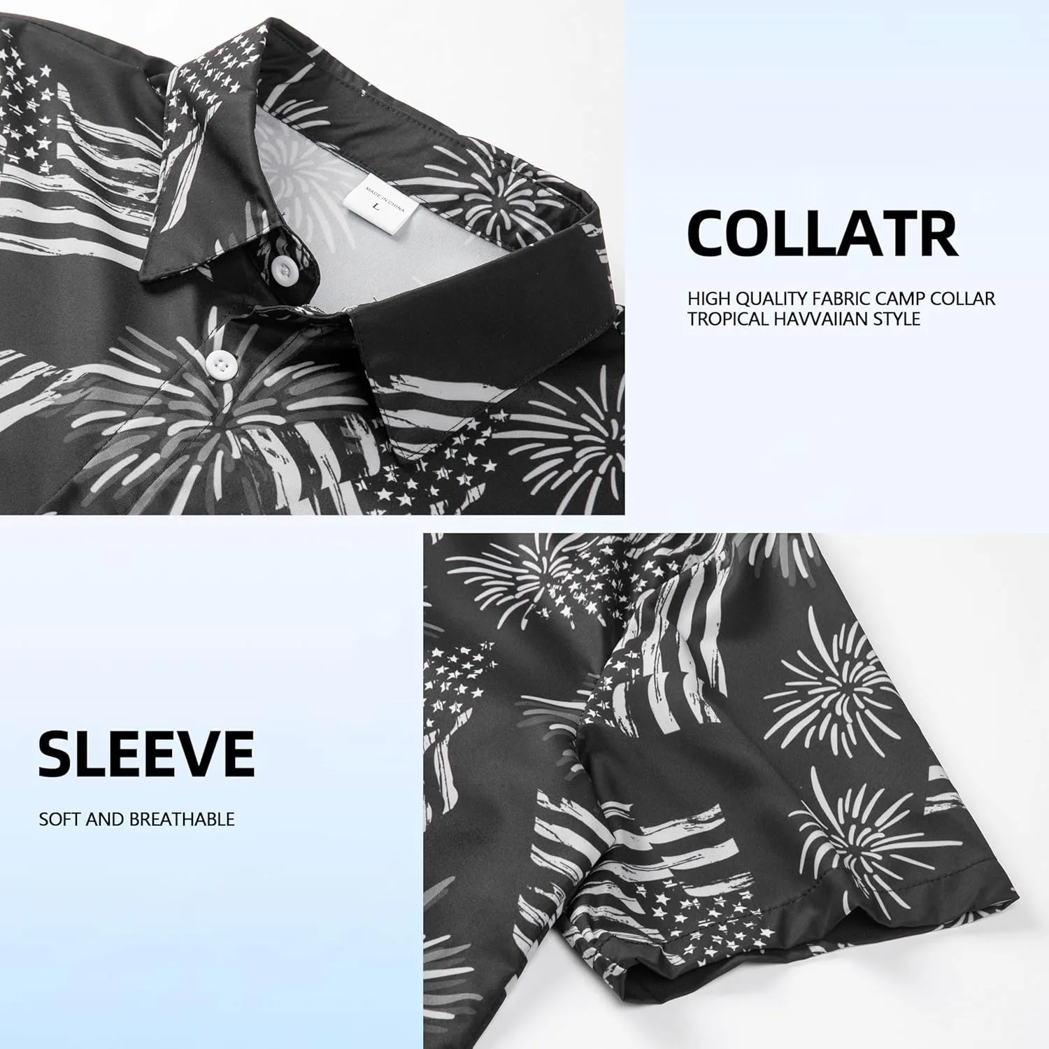 Men's Casual Button Down Shirts Regular Fit Print Short Sleeve Hawaiian Shirt for Men