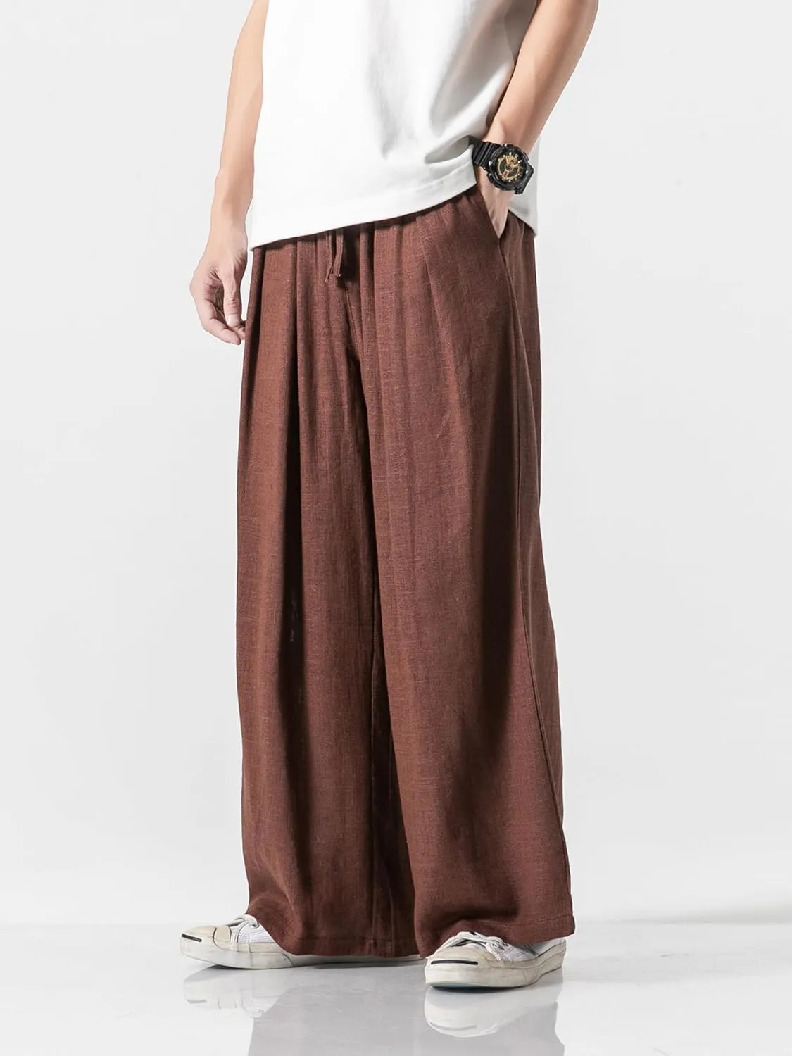 Men's Casual Loose Wide Leg Harem Pant Japanese Harajuku Kimono Trousers