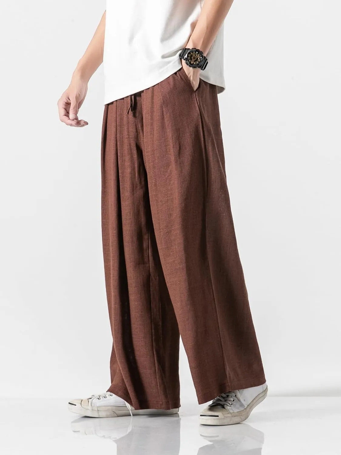 Men's Casual Loose Wide Leg Harem Pant Japanese Harajuku Kimono Trousers