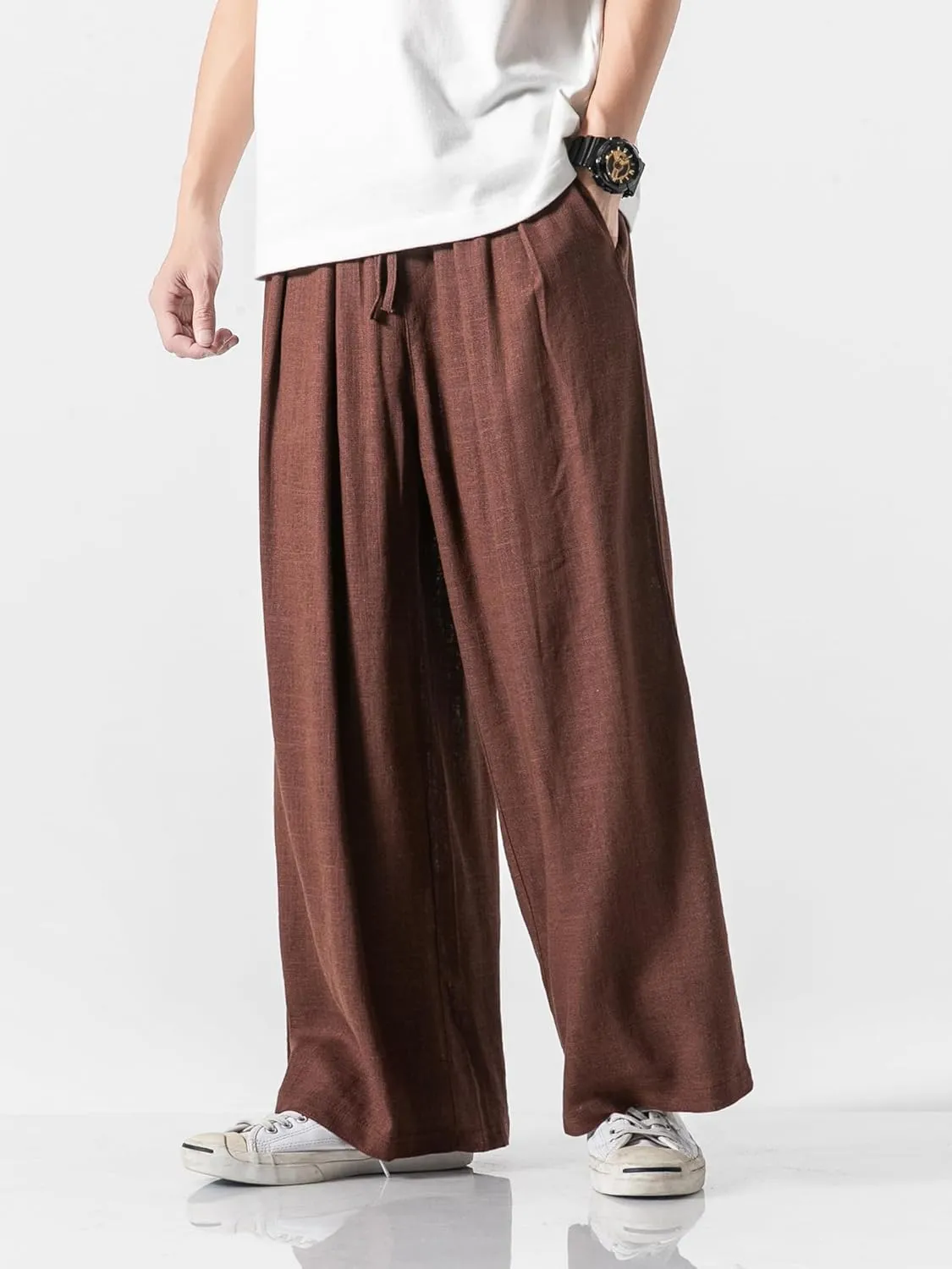 Men's Casual Loose Wide Leg Harem Pant Japanese Harajuku Kimono Trousers