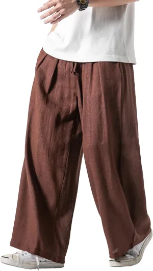 Men's Casual Loose Wide Leg Harem Pant Japanese Harajuku Kimono Trousers