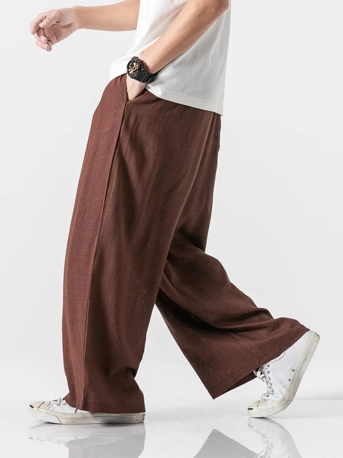 Men's Casual Loose Wide Leg Harem Pant Japanese Harajuku Kimono Trousers