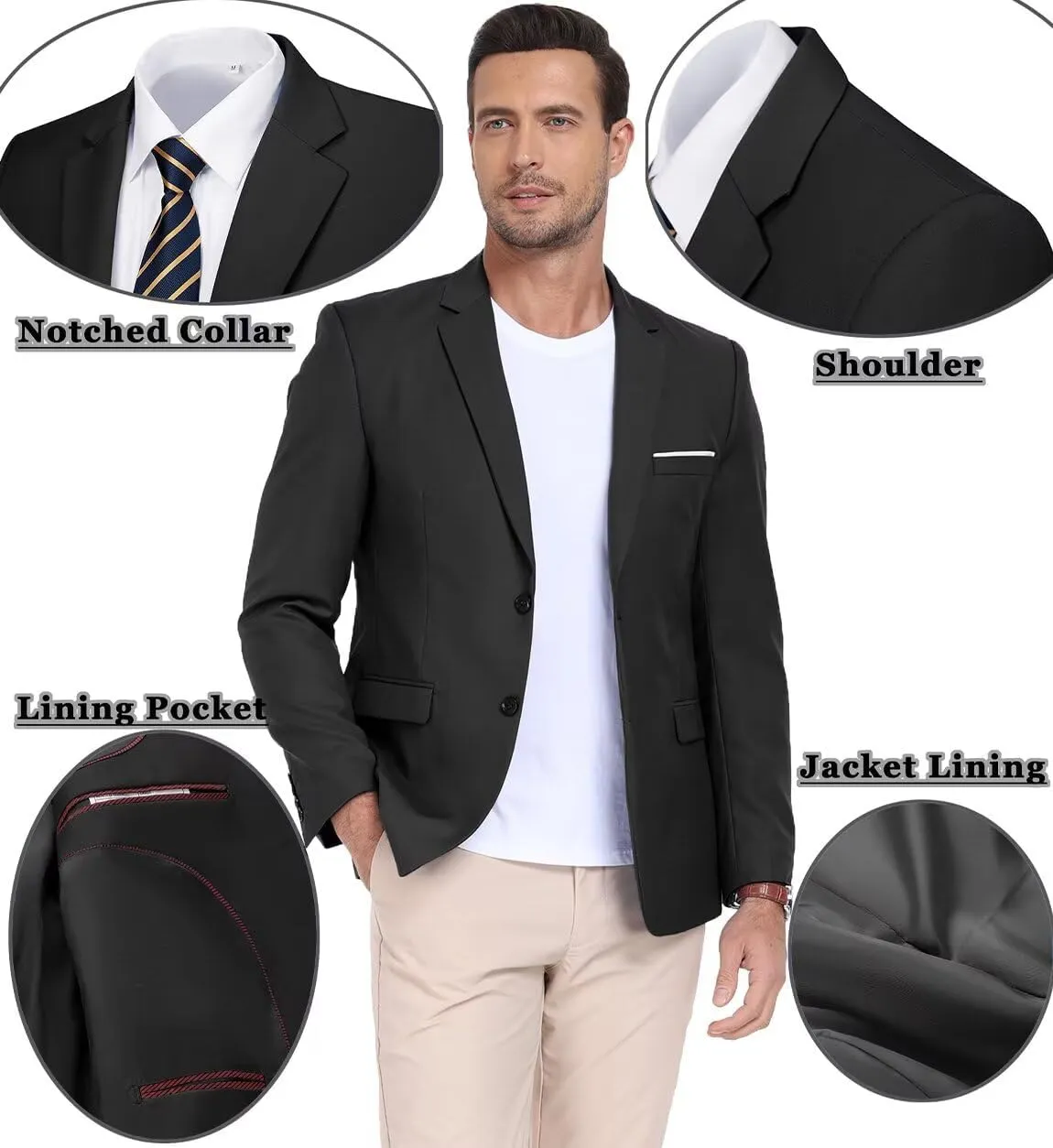 Men's Casual Suit Blazer Tux Separates Jacket Slim Fit 2 Button Lightweight Men Suits Sport Coats for Wedding Prom Party