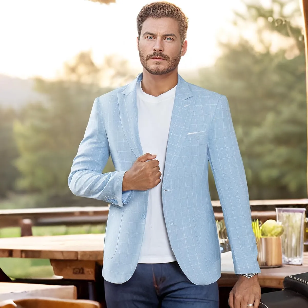 Men's Causal Suit Blazer Slim Fit Sport Jackets for Men Two Button Business Wedding Party Banquet