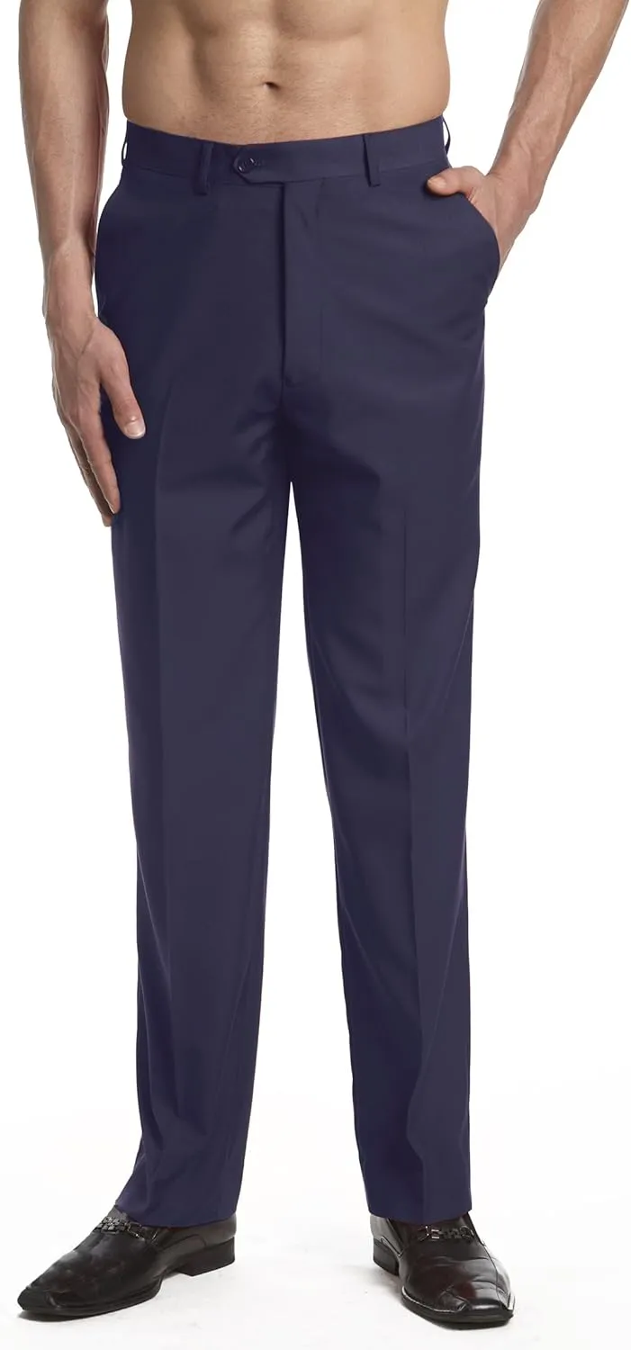 Mens Dress Pant Trousers Flat Front Solid Mix Multi Color Design