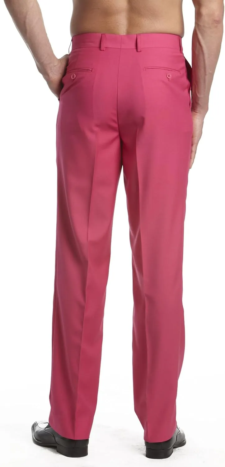 Mens Dress Pant Trousers Flat Front Solid Mix Multi Color Design