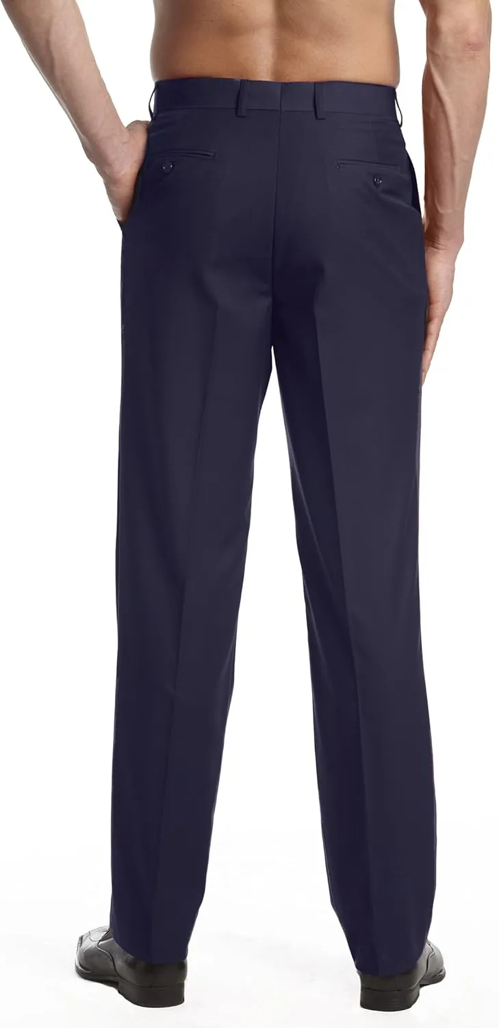 Mens Dress Pant Trousers Flat Front Solid Mix Multi Color Design