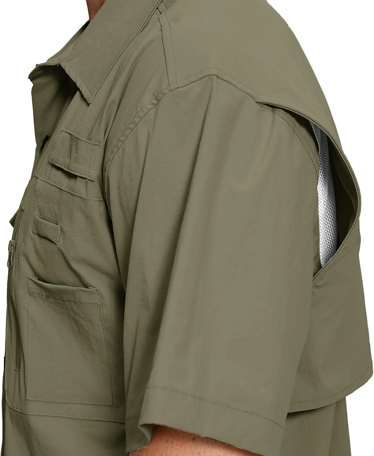 Men's Fishing Shirt Sun Protection Short Sleeve Cooling Button Down Shirts for Hiking Travel