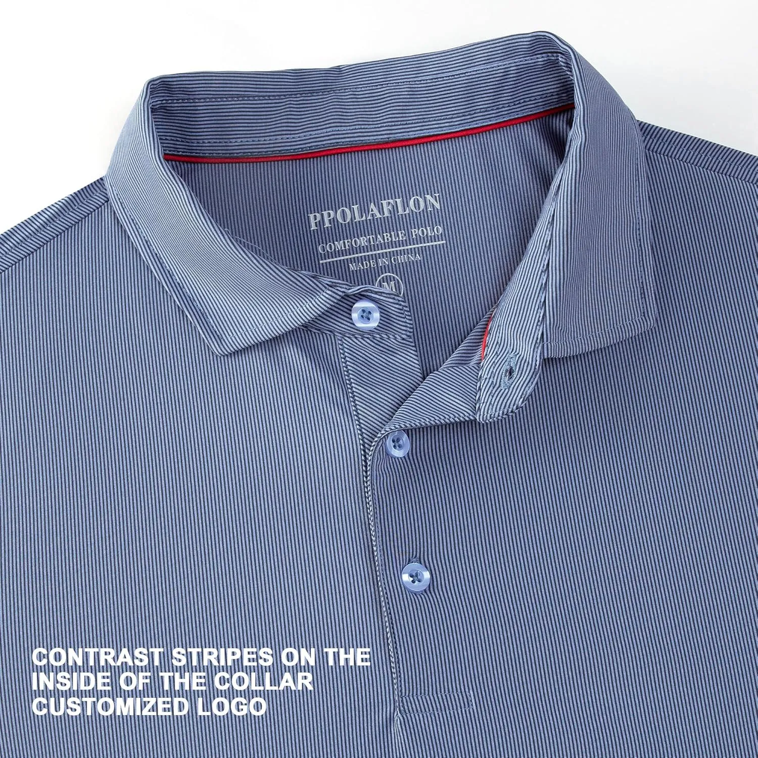 Mens Golf Shirt Moisture Wicking Dry Fit Print Performance Short Sleeve Polo Shirts for Men