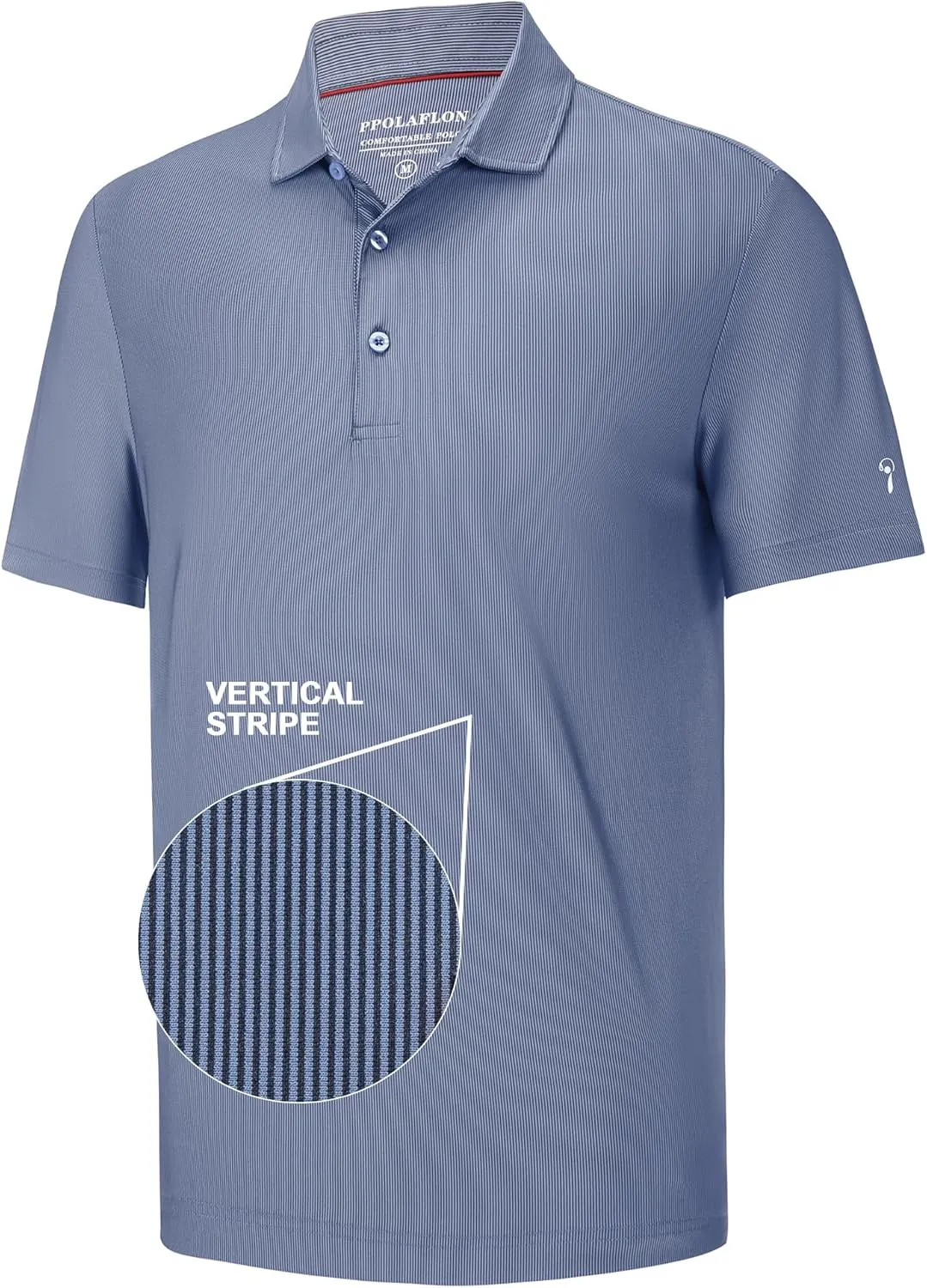 Mens Golf Shirt Moisture Wicking Dry Fit Print Performance Short Sleeve Polo Shirts for Men