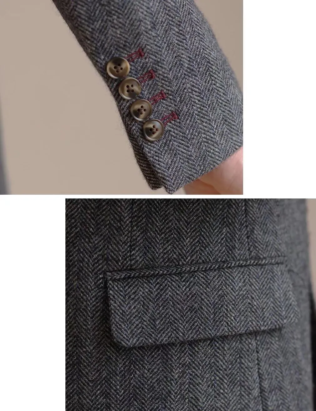 Men's Herringbone Casual Blazer Elbow Patch Fashion Sport Coats Single Breasted Formal Jacket Coat