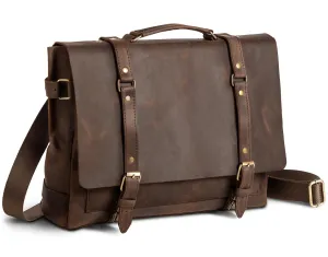 Men's Leather Briefcase for 17 Inch MacBook, Leather laptop bag for men with Padded Compartment, Full Grain Leather Rugged Satchel Shoulder leather bag for men, Stylish Business briefcases for men