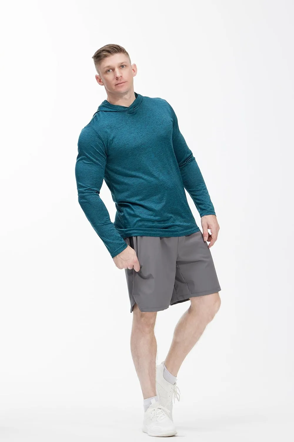 Men's Lightweight Hoodies 4 Pack Long Sleeve Athletic Shirts for Mens Running Workout Swim T-Shirt