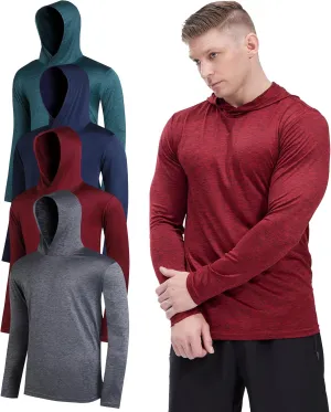Men's Lightweight Hoodies 4 Pack Long Sleeve Athletic Shirts for Mens Running Workout Swim T-Shirt