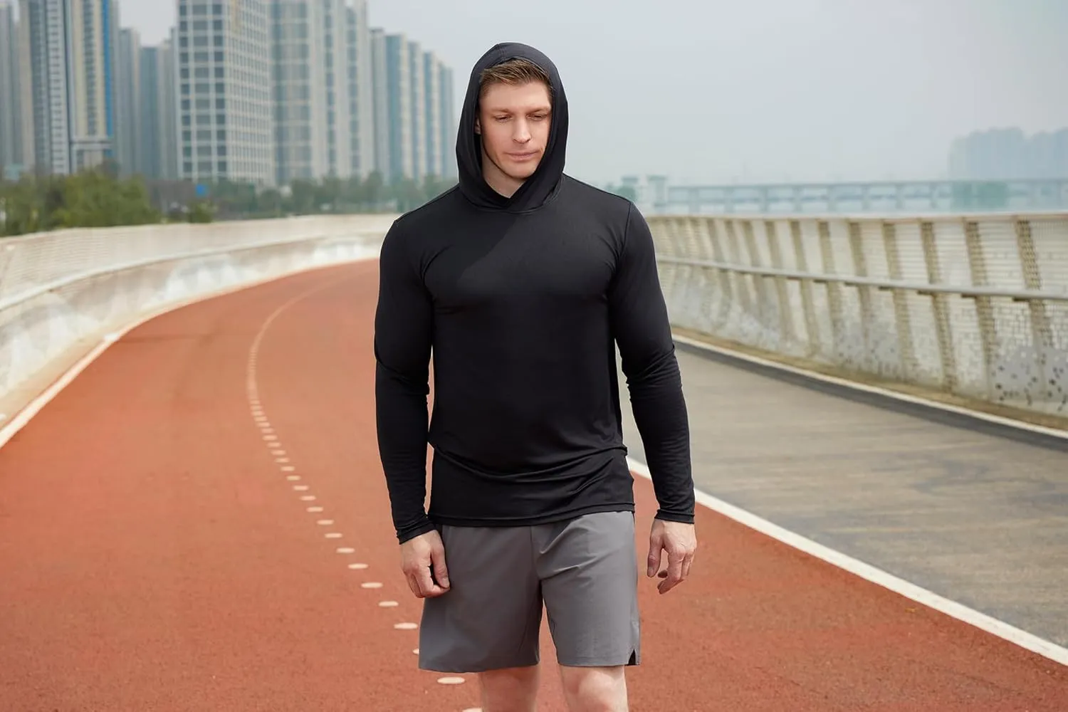 Men's Lightweight Hoodies 4 Pack Long Sleeve Athletic Shirts for Mens Running Workout Swim T-Shirt