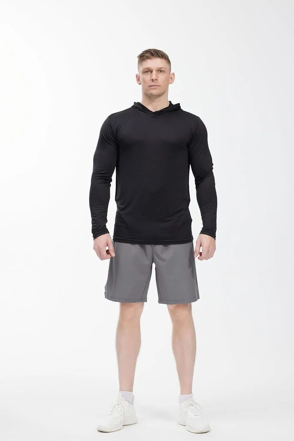 Men's Lightweight Hoodies 4 Pack Long Sleeve Athletic Shirts for Mens Running Workout Swim T-Shirt