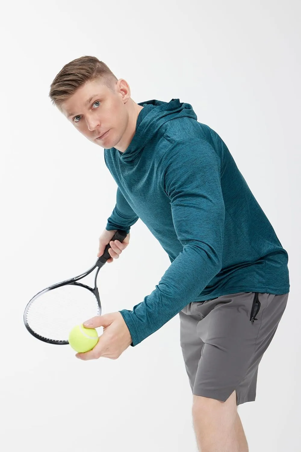 Men's Lightweight Hoodies 4 Pack Long Sleeve Athletic Shirts for Mens Running Workout Swim T-Shirt
