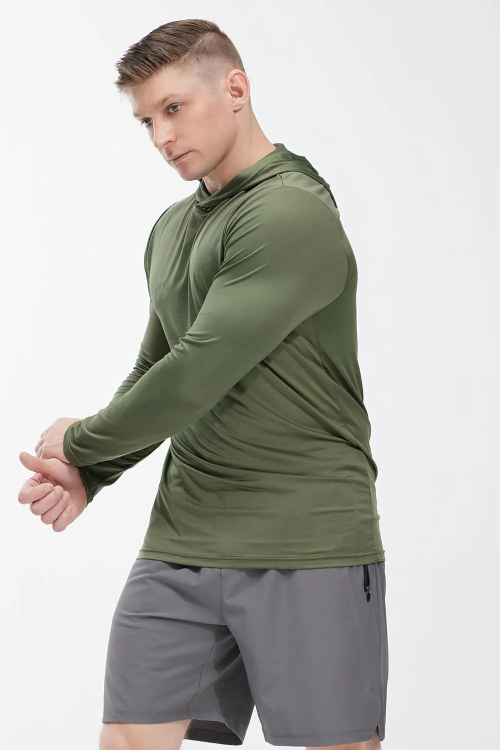 Men's Lightweight Hoodies 4 Pack Long Sleeve Athletic Shirts for Mens Running Workout Swim T-Shirt