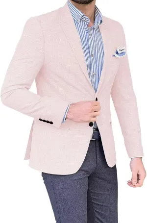Mens Linen Suit Jackets Casual Two Button Slim Fit Blazers Suit Sport Coats for Wedding Prom Party