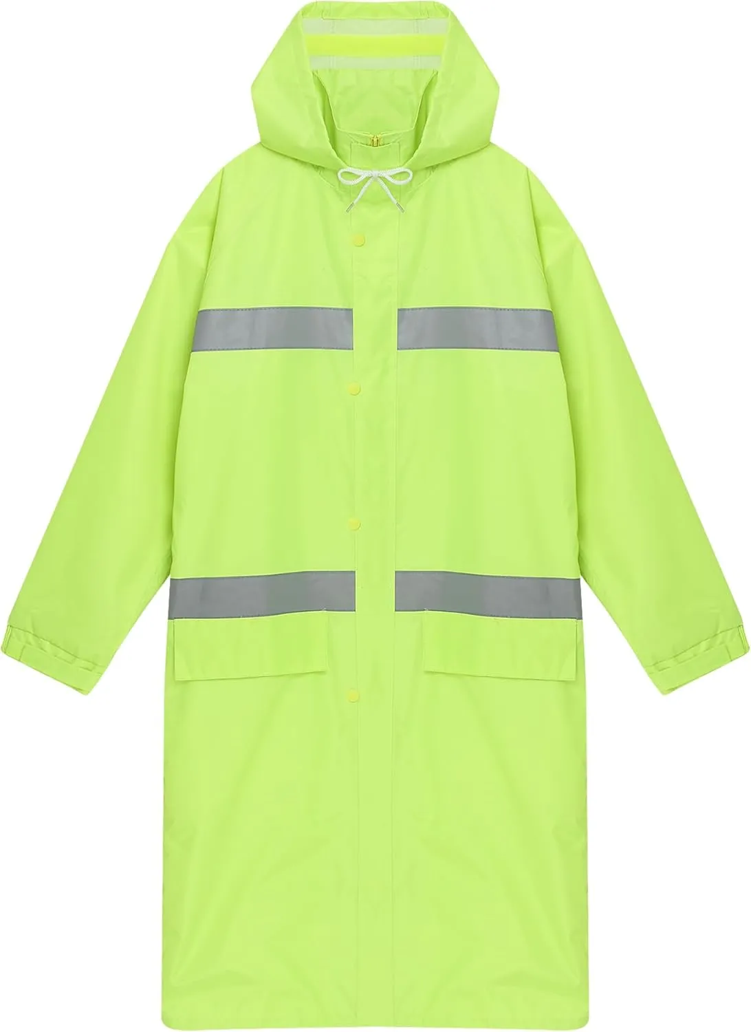 Mens Long Rain Coats Hooded Raincoats Safety Rainwear for Waterproof Work Rain Jacket Poncho