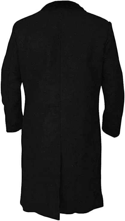 Men's New Black Black Woolen Long Trench Winter Coat Jacket