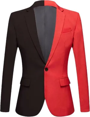 Men's Patchwork Blazer Jacket One-Button Wedding Suit Coats Contrast Tuxedo Dinner Suit Jackets