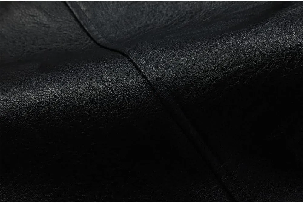 Men's Pu Leather Trench Coat Motorcycle Punk Long Zipper Jacket