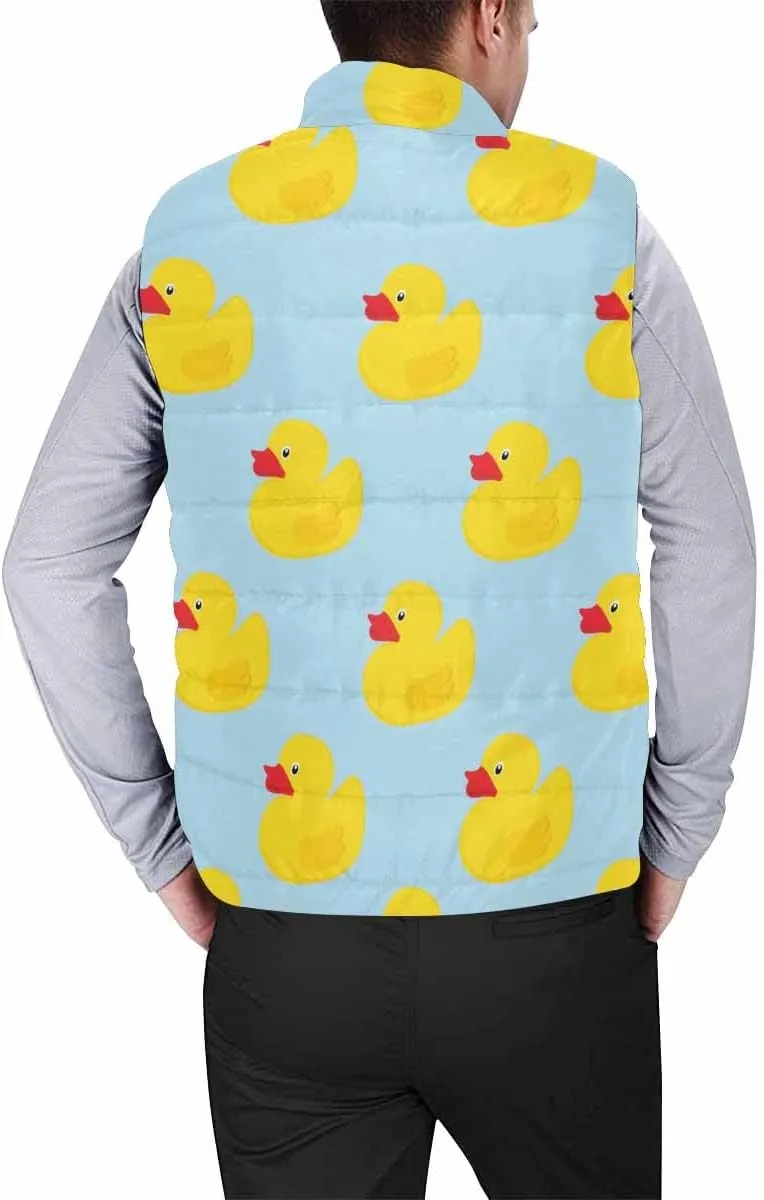 Mens Puffer Vest Breakfast Eggs Pattern Men's Cotton Blend Warm Vest Coat Jacket Loose Sleeveless Slim Warm Outwear