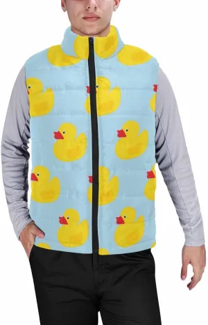 Mens Puffer Vest Breakfast Eggs Pattern Men's Cotton Blend Warm Vest Coat Jacket Loose Sleeveless Slim Warm Outwear