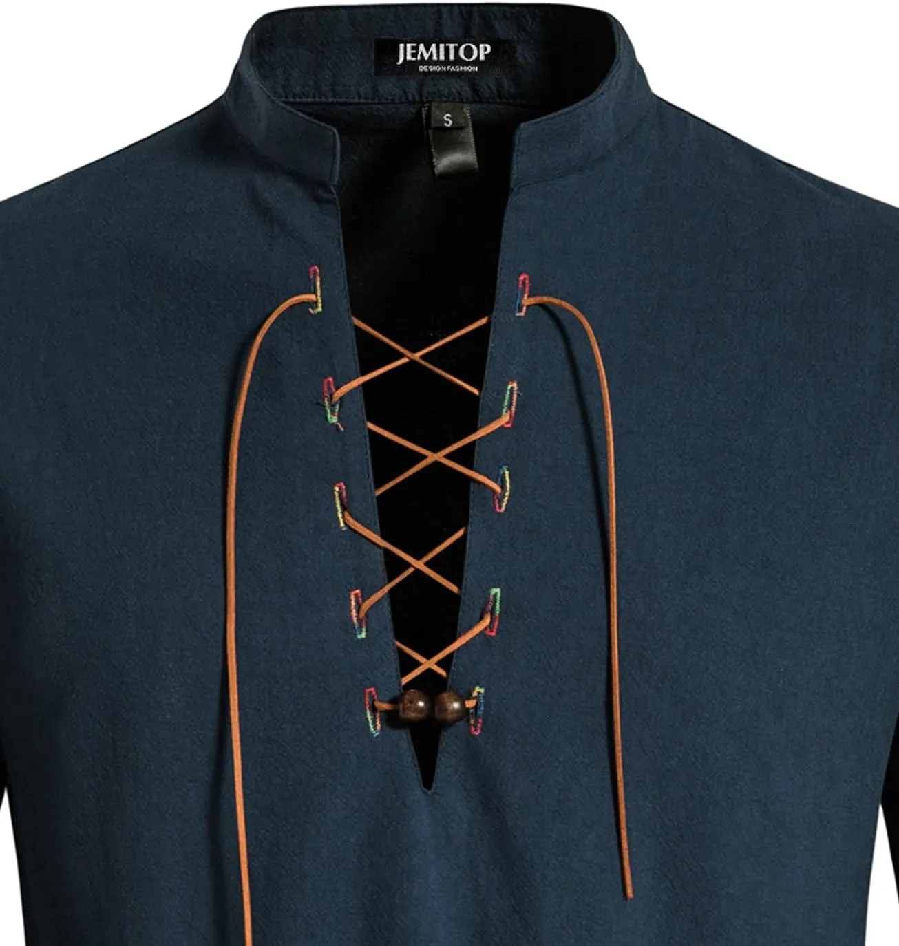 Men's Pure Cotton Retro Lace Up Shirts for Renaissance Pirate Viking Medieval