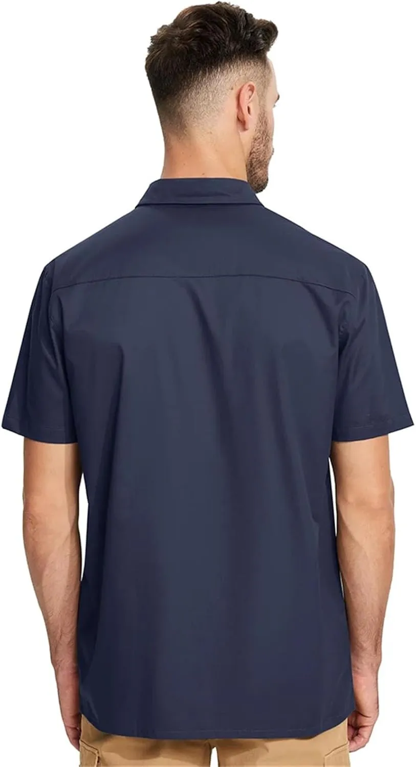 Men's Quick Dry Short Sleeve Shirts Casual Button Up Cargo Shirt Summer Hiking Fishing Trekking Work Outdoor Tops