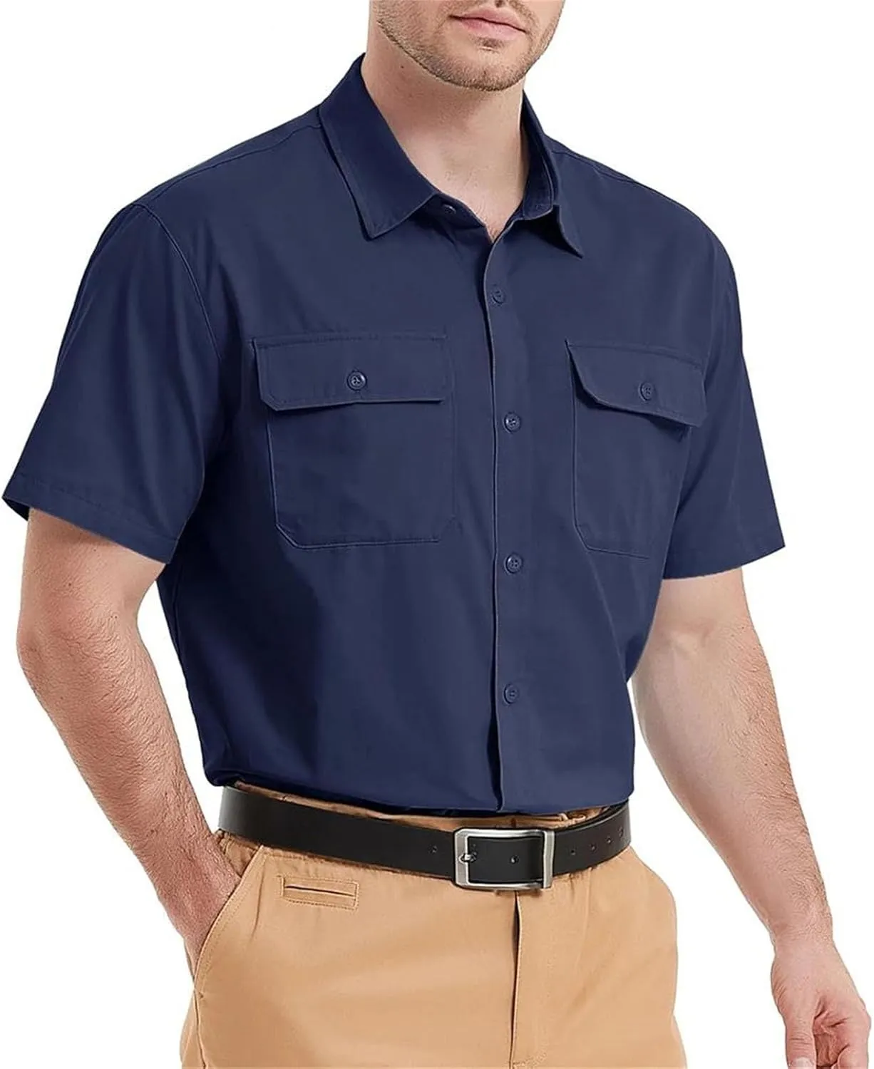 Men's Quick Dry Short Sleeve Shirts Casual Button Up Cargo Shirt Summer Hiking Fishing Trekking Work Outdoor Tops