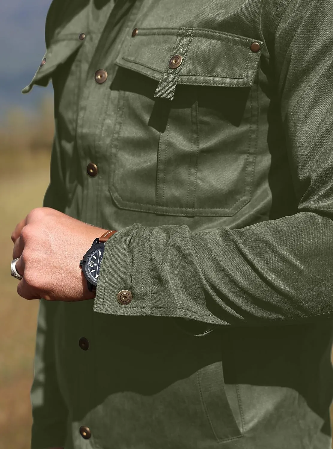 Men's Shirt Jacket Shacket with Flannel Lined Casual Snap Button Overshirt Western Cowboy Jackets Fall Clothing