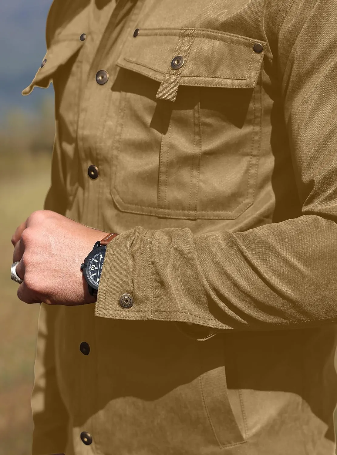 Men's Shirt Jacket Shacket with Flannel Lined Casual Snap Button Overshirt Western Cowboy Jackets Fall Clothing
