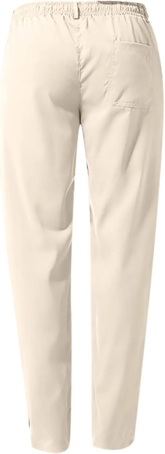 Mens Slim Fit Dress Pants Cotton Twill Casual Stretch Relaxed Fit Chino Pants Drawstring Expandable Waist Suit Pant