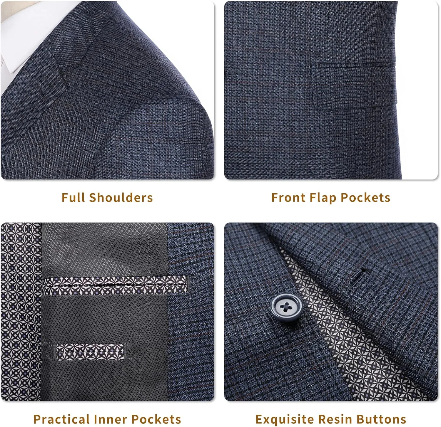 Men's Sports Coat Stylish Classic Fit Plaid Blazer 2 Button Single Breasted Spots Jacket for Casual Wear
