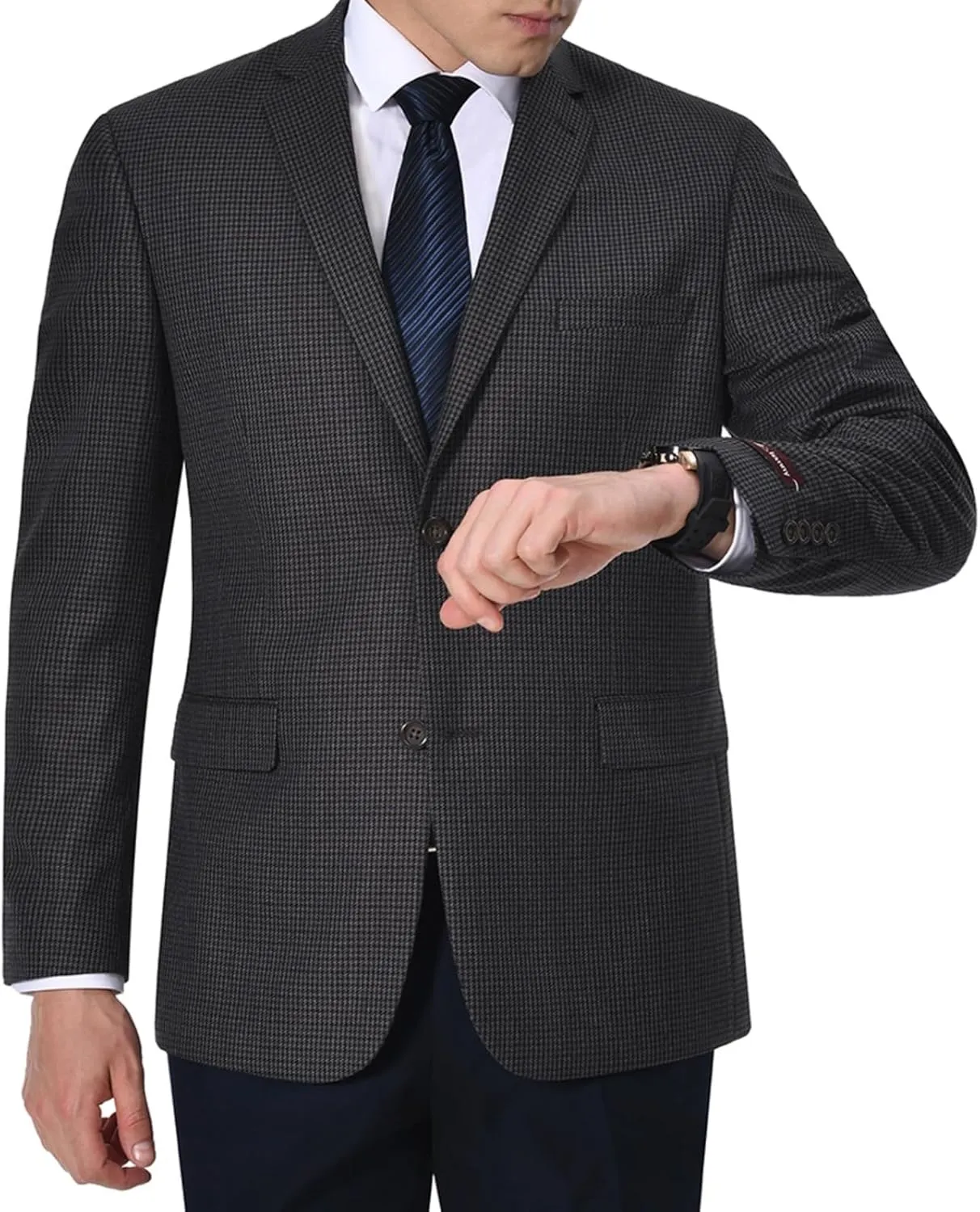 Men's Sports Coat Stylish Classic Fit Plaid Blazer 2 Button Single Breasted Spots Jacket for Casual Wear