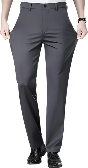 Mens Stretch Dress Pants, Men's Classic Fit Casual Pants Lightweight Flat Front Golf Work Suit Pants