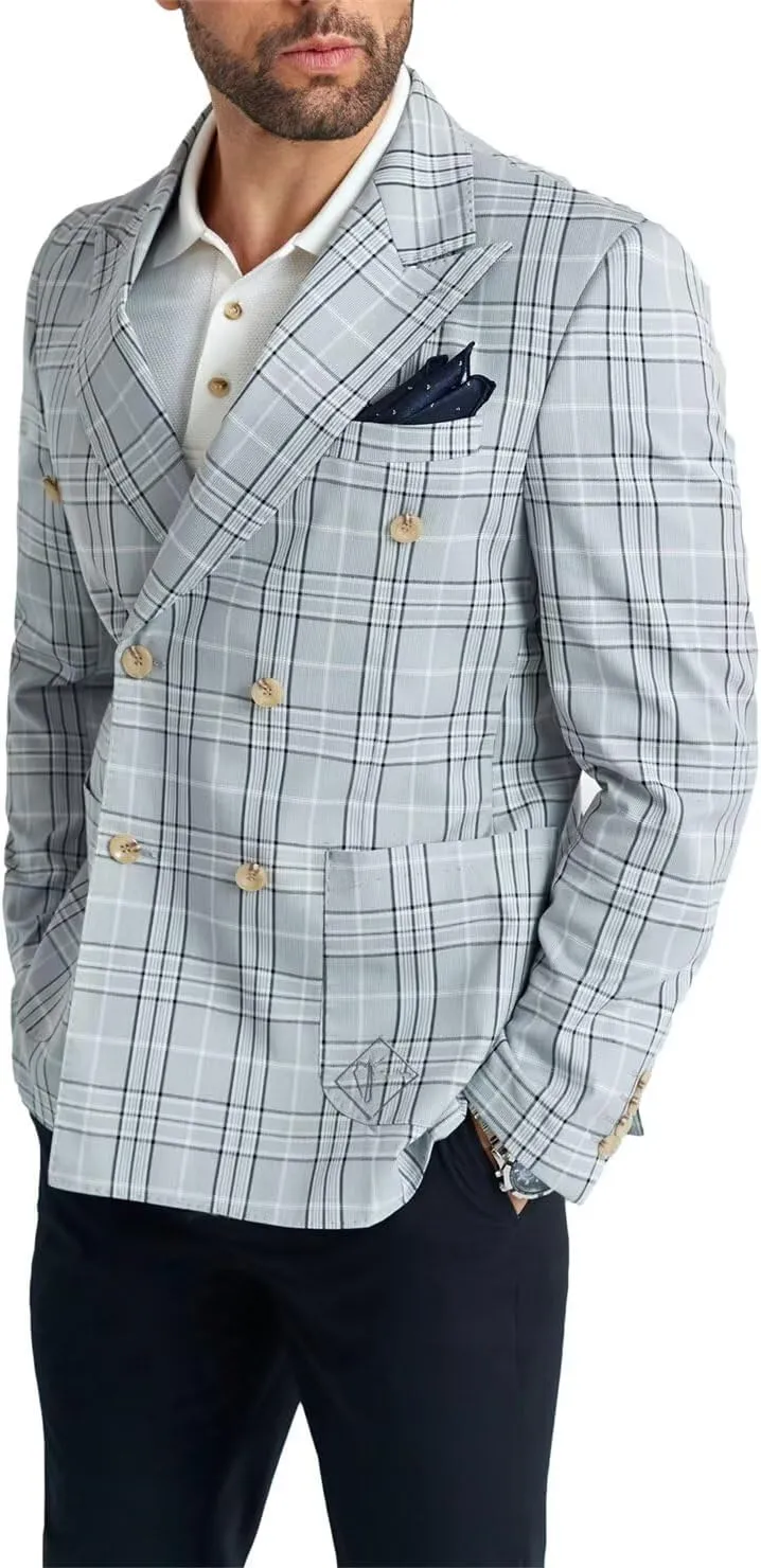 Men's Suit Jacket Blazer Casual Plaid Stripe Slim Fit Sport Coats Blazers Double Breasted Mens Tuxedos Jackets