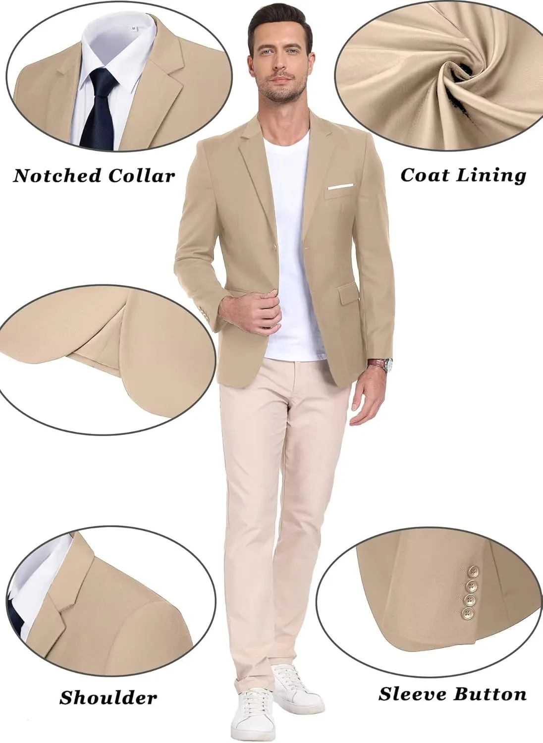 Mens Suit Jackets Casual Two Button Slim Fit Blazers Suit Separates Coat Sport Coats with Pockets for Wedding Prom Party