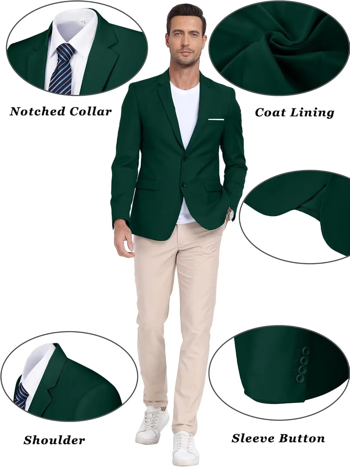 Mens Suit Jackets Casual Two Button Slim Fit Blazers Suit Separates Coat Sport Coats with Pockets for Wedding Prom Party