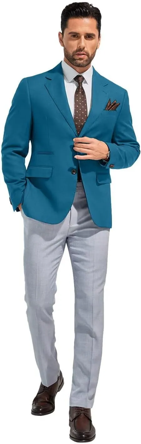 Men's Suits Slim Fit Casual Knit Blazer Sport Coats Suits Jacket Lightweight Wedding Business Party Two Buttons Men Blazer