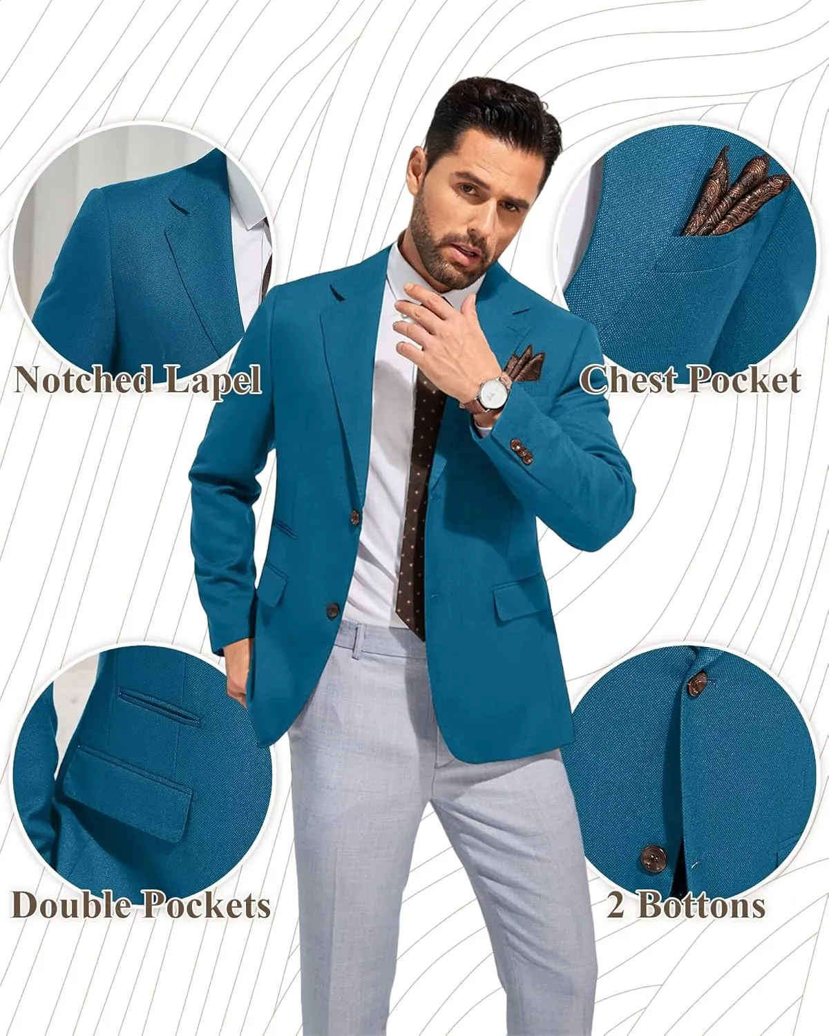Men's Suits Slim Fit Casual Knit Blazer Sport Coats Suits Jacket Lightweight Wedding Business Party Two Buttons Men Blazer