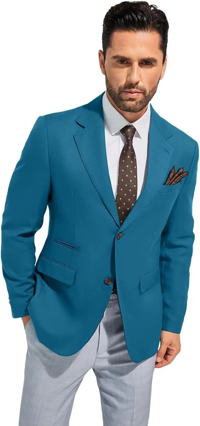 Men's Suits Slim Fit Casual Knit Blazer Sport Coats Suits Jacket Lightweight Wedding Business Party Two Buttons Men Blazer