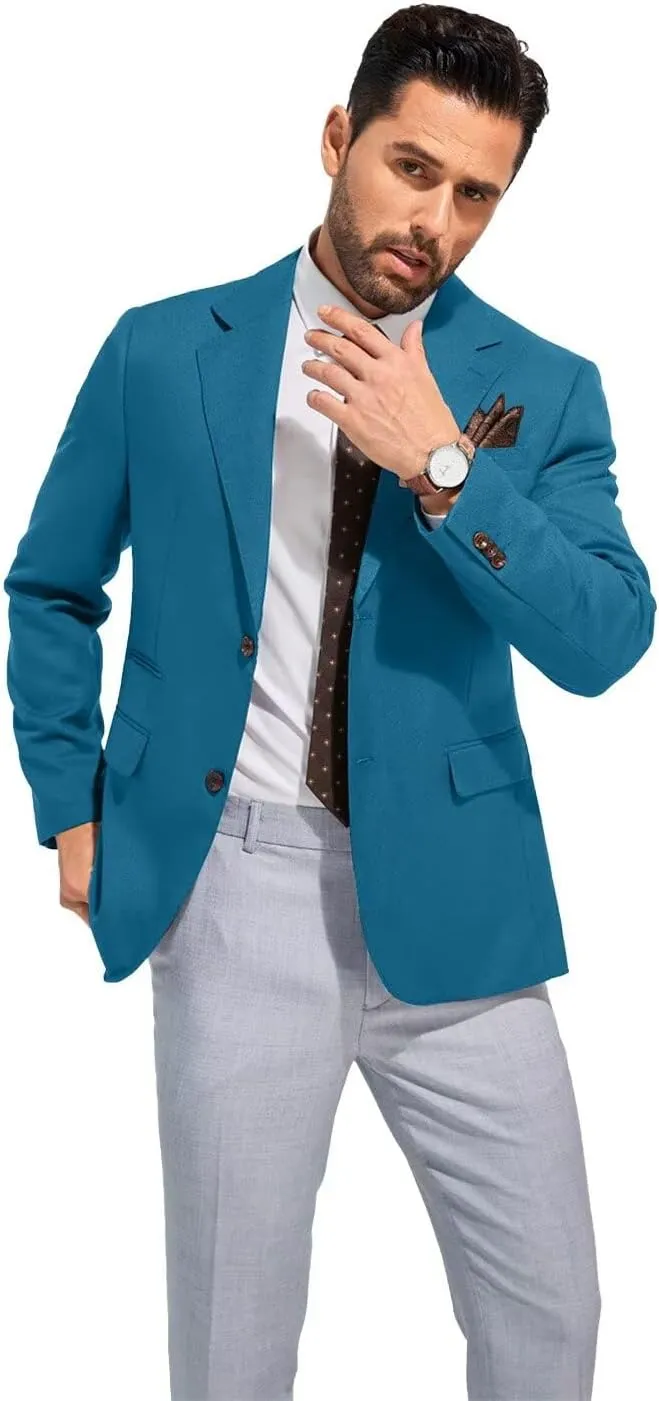 Men's Suits Slim Fit Casual Knit Blazer Sport Coats Suits Jacket Lightweight Wedding Business Party Two Buttons Men Blazer